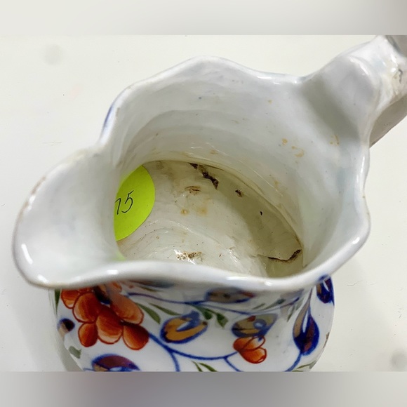 19th Century Antique Gaudy Welsh Vine  Pattern Lustreware Jug Handled Pitcher - Picture 8 of 16